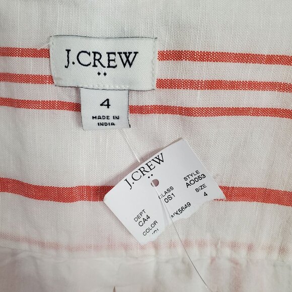 J Crew NWT Size 4 Dress Linen Full Button Front Sleeveless Stripe Belt Tie Long - Picture 8 of 13
